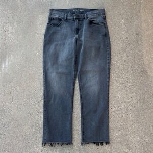 Mott & Bow Black Stretchy Allen Slim Straight Frayed Hem Womens Jeans Size 28x30